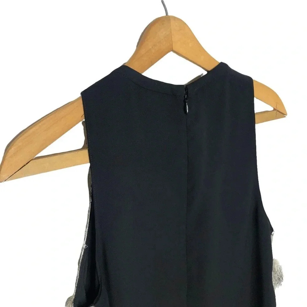 Sachin + Babi Black White Eyelash Fringe Sleeveless Blouse Top Size S - Picture 5 of 11